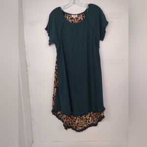 Umgee Teal Dress with Leopard Detail Size (S)